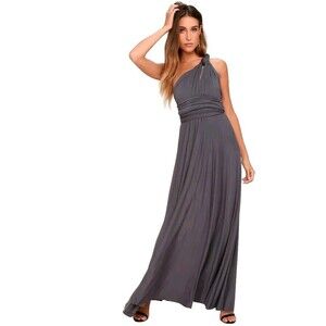 Lulus Tricks of the Trade Convertible Wrap Maxi Dress Medium Dark Gray Halter